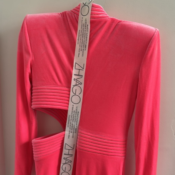 Zhivago Message To Love Gown- Velvet in Neon Pink - Picture 6 of 16